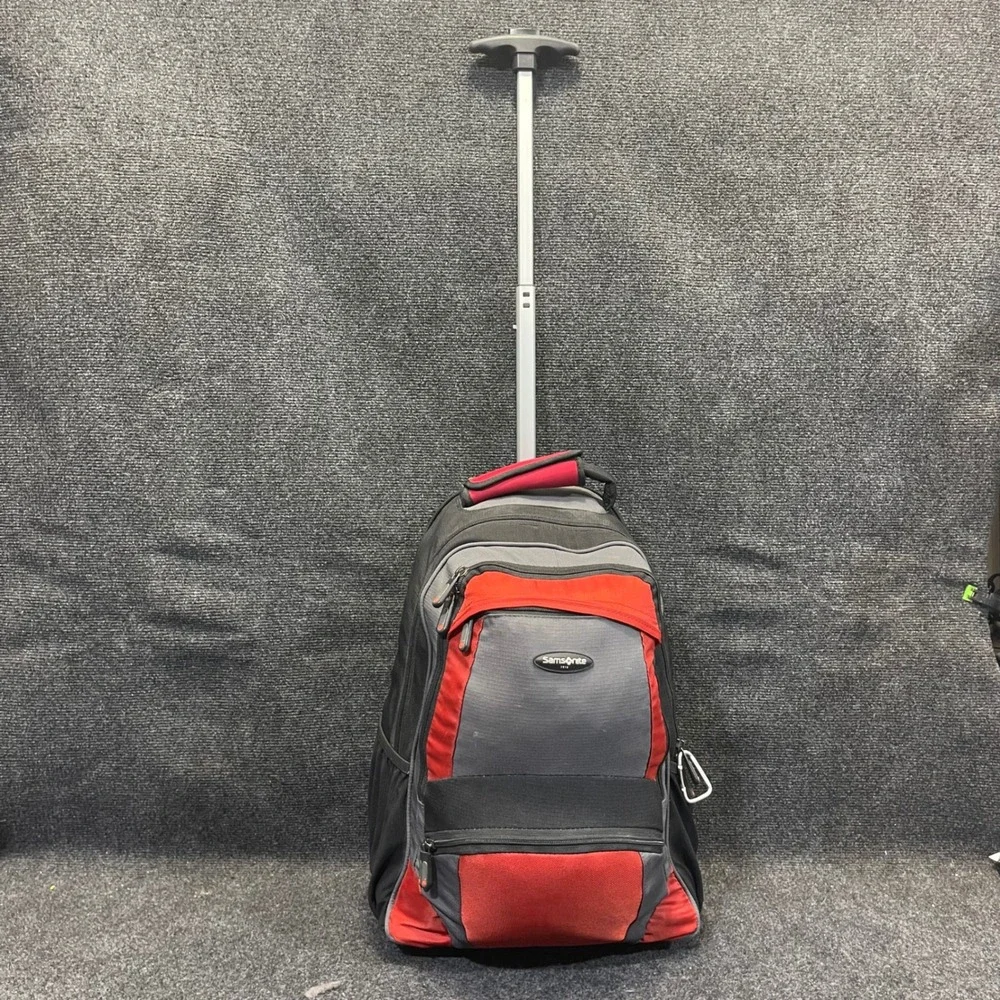 Samsonite TC-10 Black Grey Red Wheeled Rolling‎ Backpack Travel Laptop Bag 3898